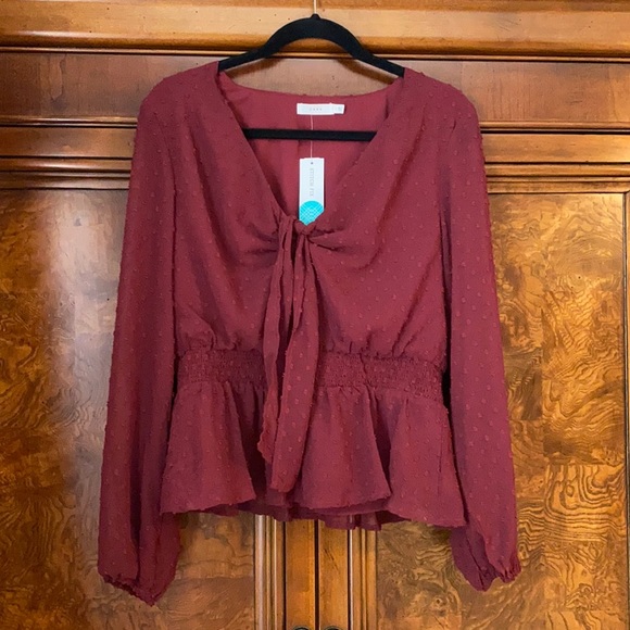 Swiss Dot Peplum Blouse - Picture 2 of 7